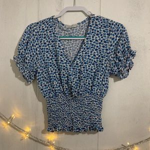 Blue Flower Printed Blouse